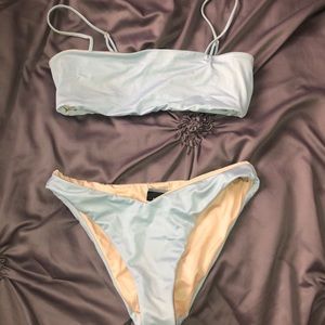 Baby Blue Satin Bikini set